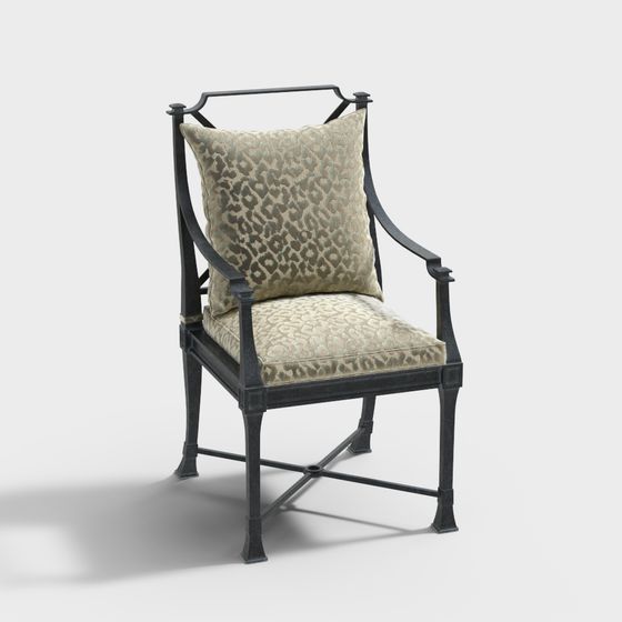 Vintage Wrought Iron Armchair 3D model