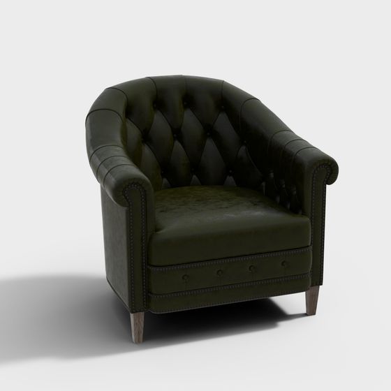 Stylish American Leisure Chair 3D Model with Arms