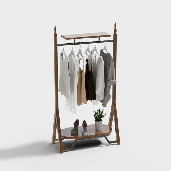 Stylish Low-Polygon Clothes Hanger 3D Model