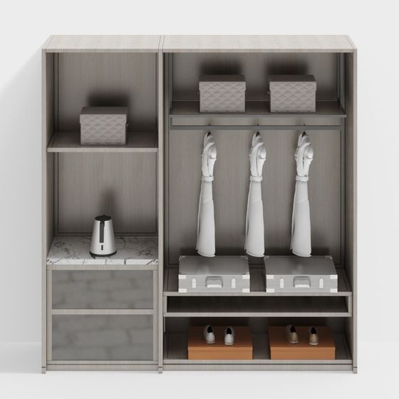 Elegant Low-Poly Wardrobe 3D model for Modern Homes