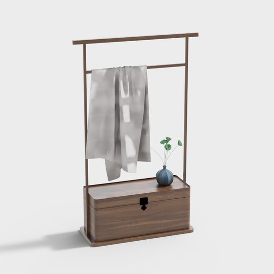 Wooden Coat Rack 3D Model for Modern Aesthetics