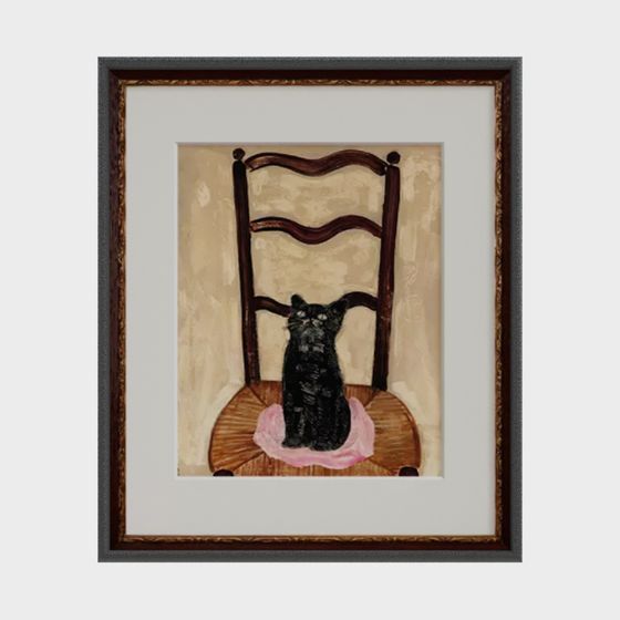 Cat and Wooden Chair 3D model
