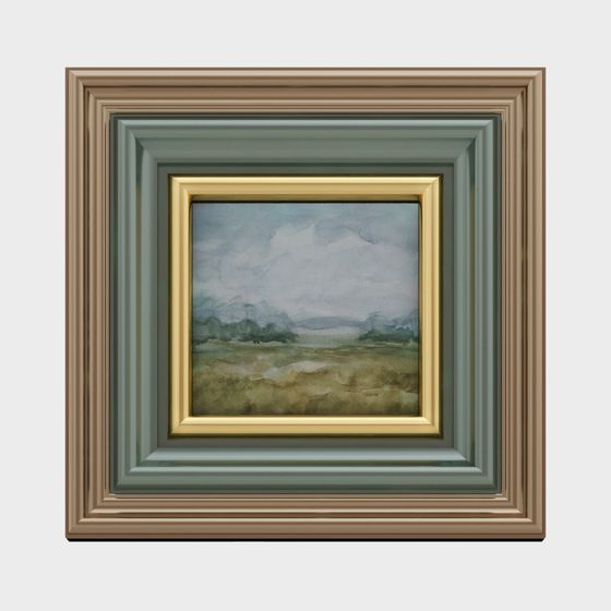 Elegant Watercolor Landscape Frame 3D Model for Artistic Spaces