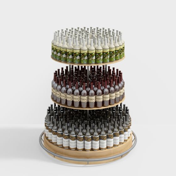 Elegant Low-Poly Wine Rack 3D model