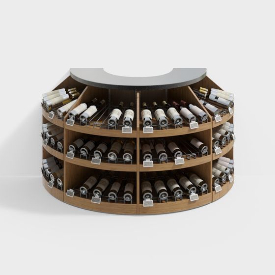 Stylish Low-Polygon Wine Cabinet 3D model