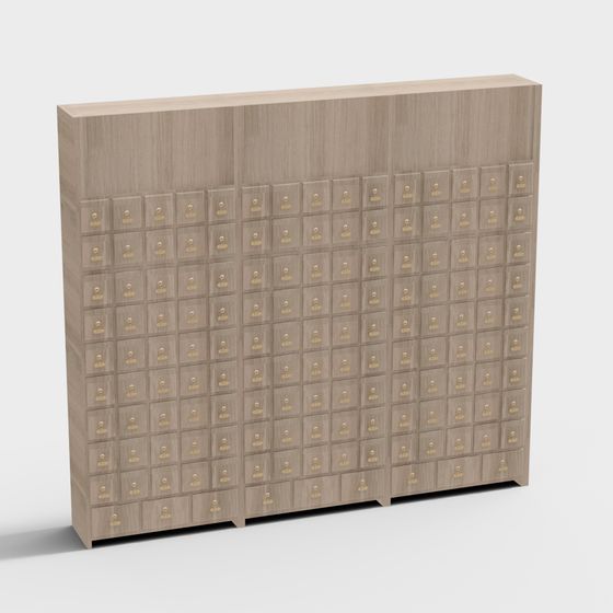 Traditional Chinese Medicine Cabinet 3D Model in Brown