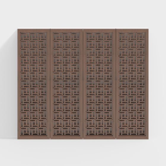 Elegant Chinese Folding Screen 3D model