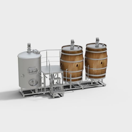 Stunning Low-Poly Brewing Equipment 3D model