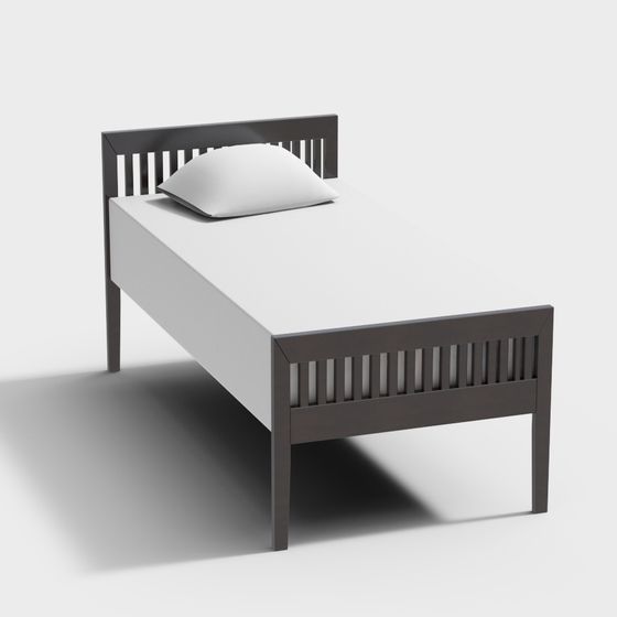 Low-Polygon Modern Bed Frame 3D model
