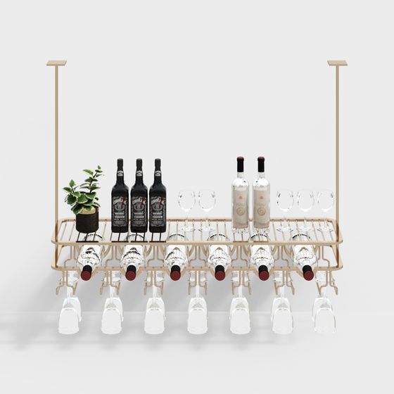 Elegant Low-Poly Wine Rack 3D Model