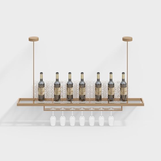 Stylish Low-Poly Wine Rack 3D model for Modern Spaces