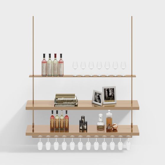 Chic Low-Polygon Bar Display Rack 3D model for Modern Interiors