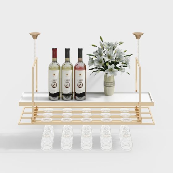 Elegant Low-Poly Wine Rack 3D model