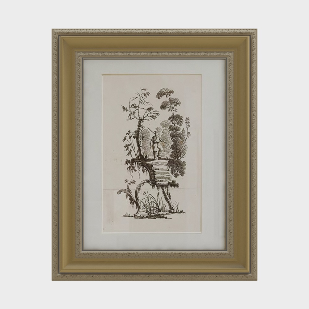 Vintage Garden 3D Model – Low-Poly Stone Bridge