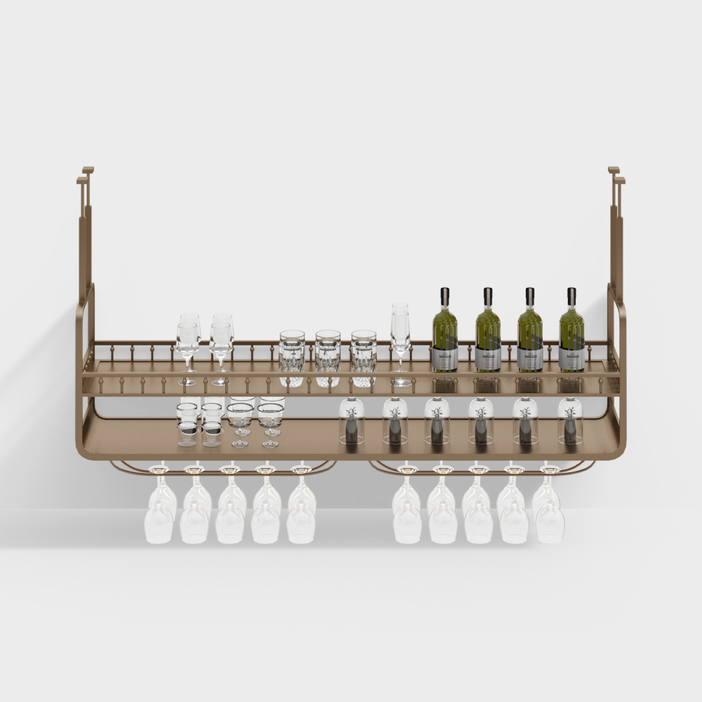 Stylish Low Poly Wine Rack – Copper Metal Design
