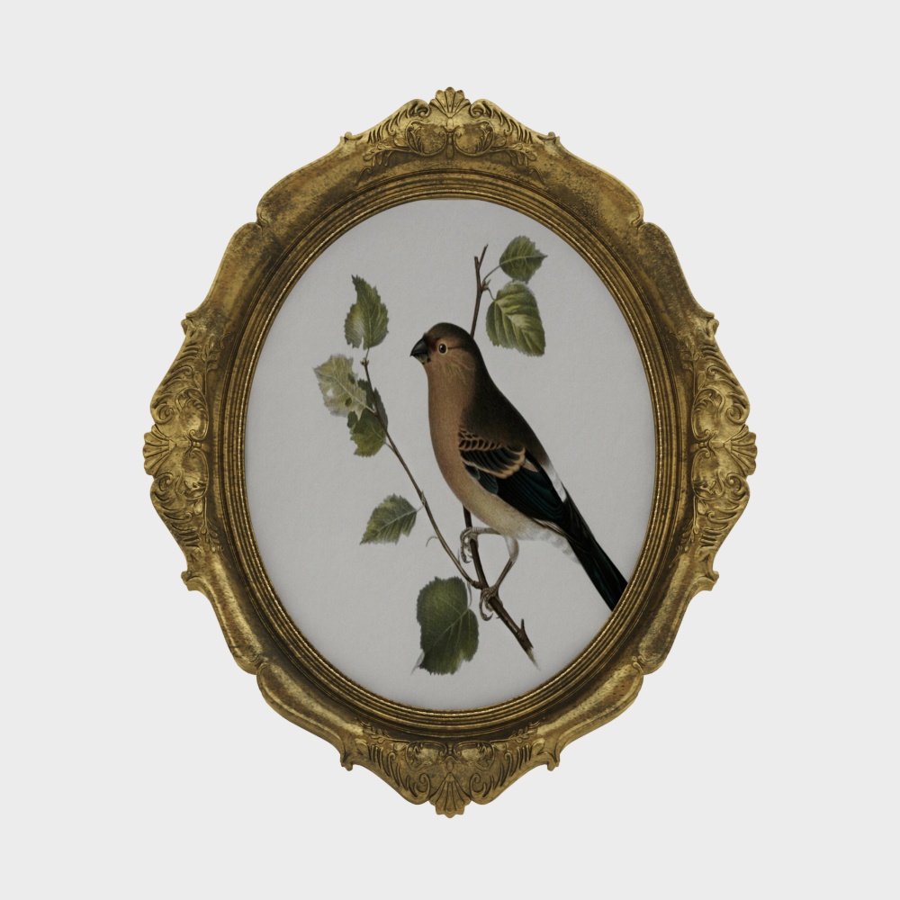 Vintage Bird Frame 3D Model – Classic Gold Design