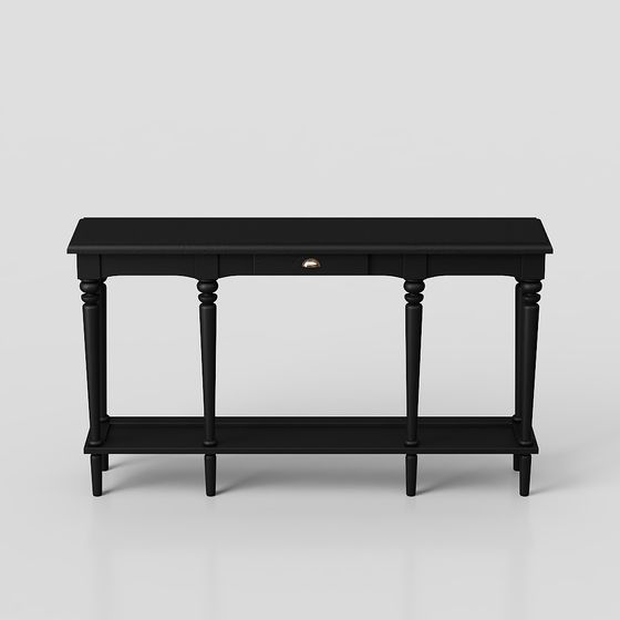 Elegant Black Wooden Desk 3D model