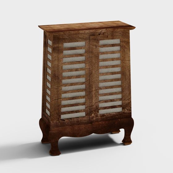 Vintage Wooden Storage Cabinet 3D model