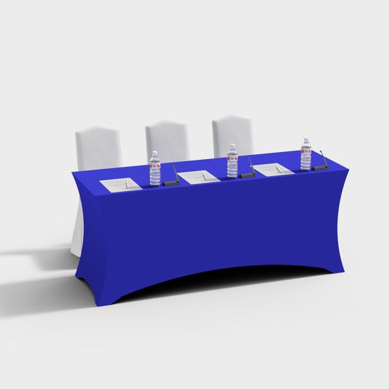 Stylish Low-Poly Conference Table and Chairs 3D model