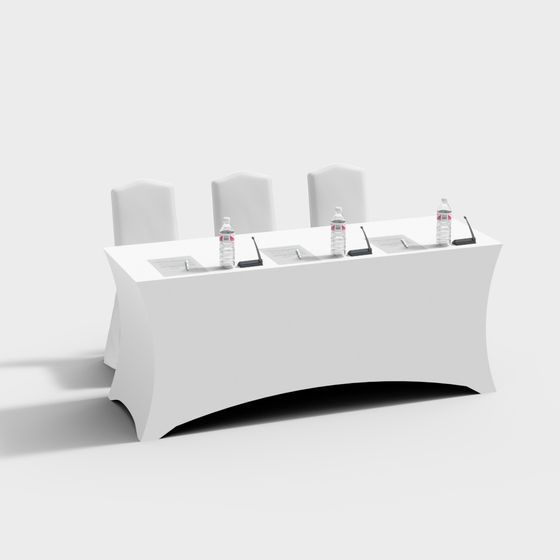 Modern Minimalist Conference Table and Chairs 3D model