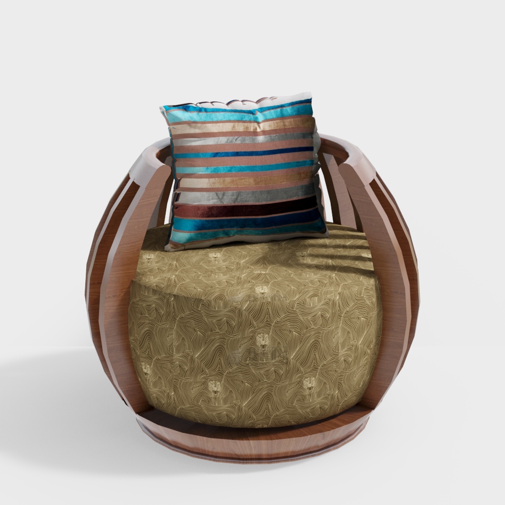 Elegant Low-Poly Armchair 3D Model – High-Detail Upholstery