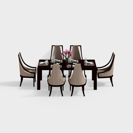 Stylish Dining Table and Chair 3D model for Modern Spaces