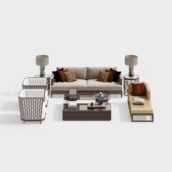 Elegant Low-Poly Furniture Set 3D model