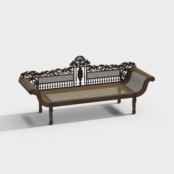 Southeast Asian Outdoor Leisure Chairs 3D Model in Brown