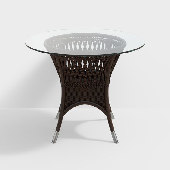 Southeast Asia Outdoor Round Table 3D Model in Brown