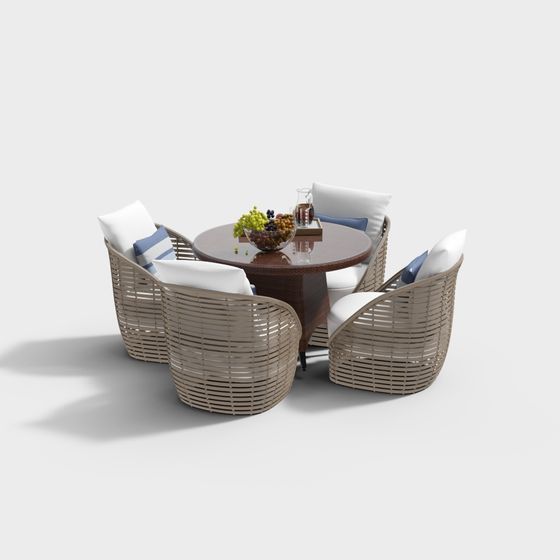 Outdoor Leisure Table and Chair Set 3D model