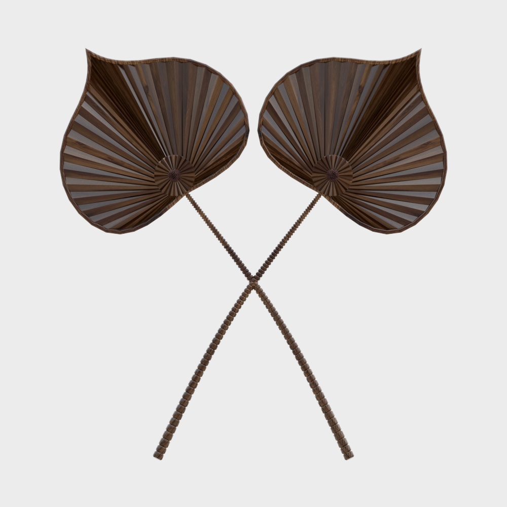 Dual-panel Folding Fan 3D Model – Low-Poly Textured Design