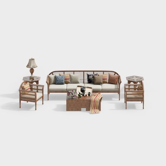 Vintage Style Living Room Furniture 3D model