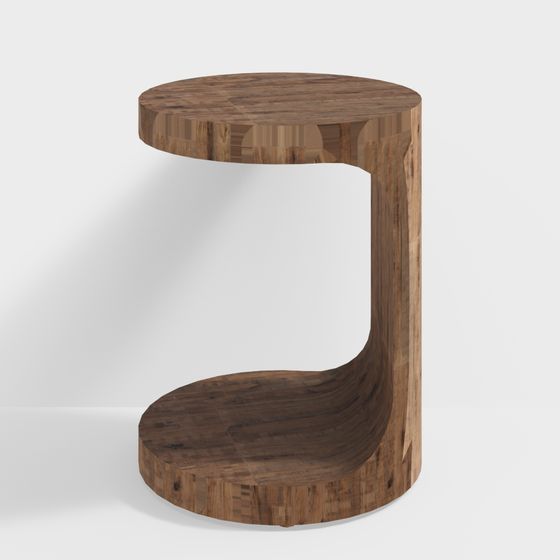 Curved Wooden Table 3D model