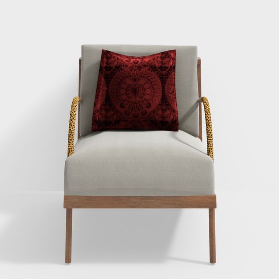 Elegant Scandinavian Low-Poly Armchair 3D model