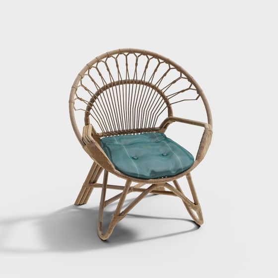 Tropical-Inspired Rattan Chair 3D model
