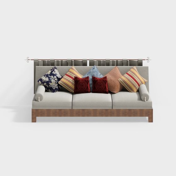 Stylish Low-Polygon Sofa 3D model for Modern Interiors