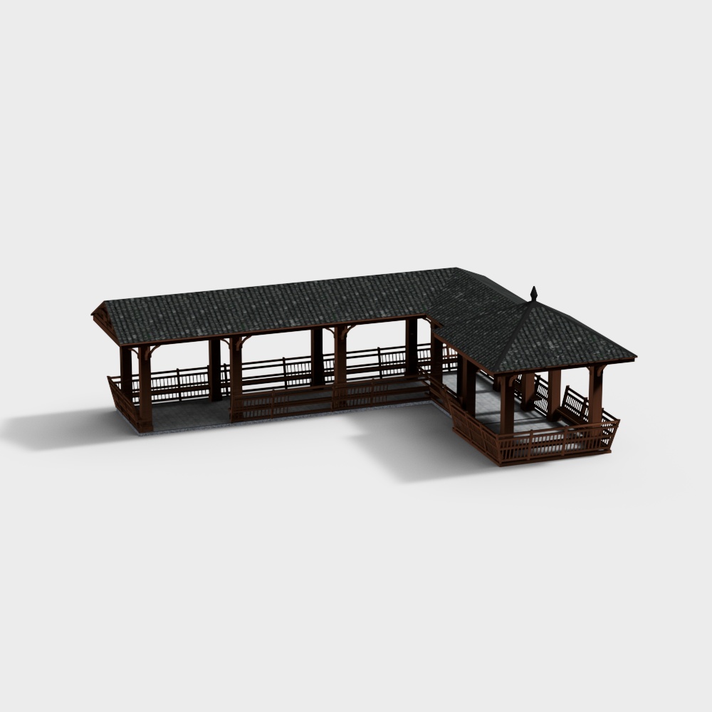 Oriental-Style Pavilion 3D Model