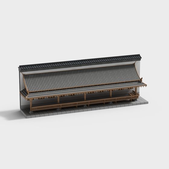 Traditional Elegant Low-Polygon 3D Building Model