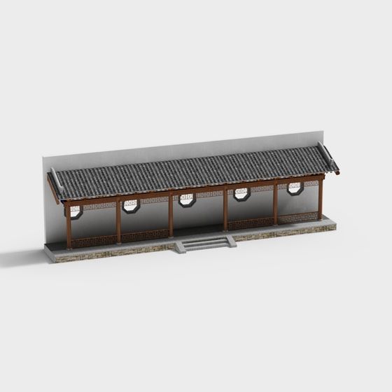 Elegant Oriental Pavilion 3D model