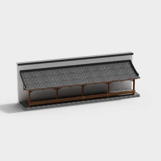 Traditional Oriental Eaves 3D model for Creative Projects
