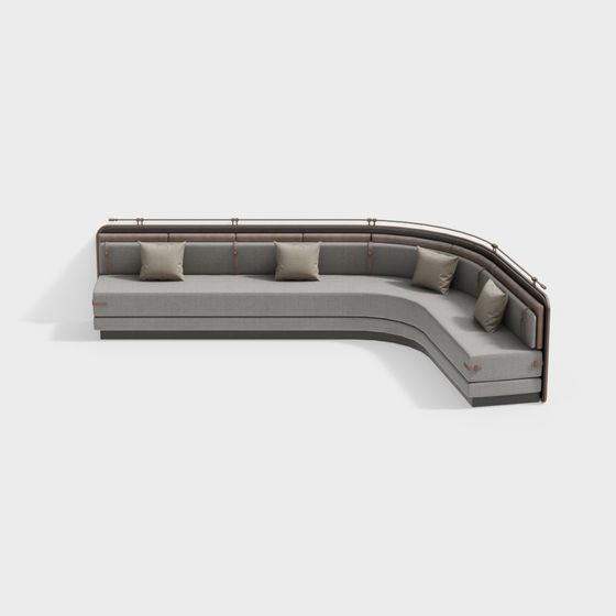 Southeast Asian Special-Shaped Booth Sofa 3D Model in Beige