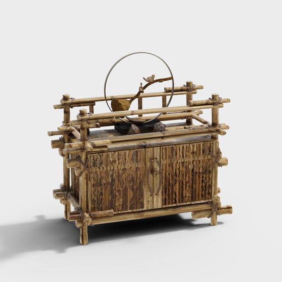 Rustic Bamboo Birdcage 3D model