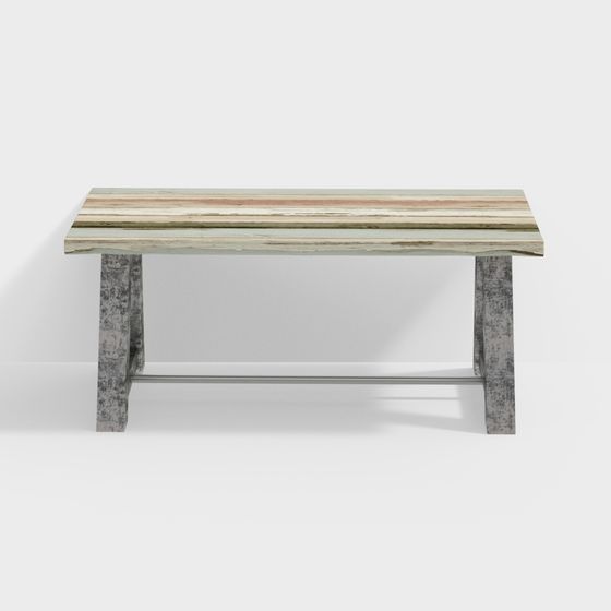 Industrial Wood Table 3D model for Modern Design
