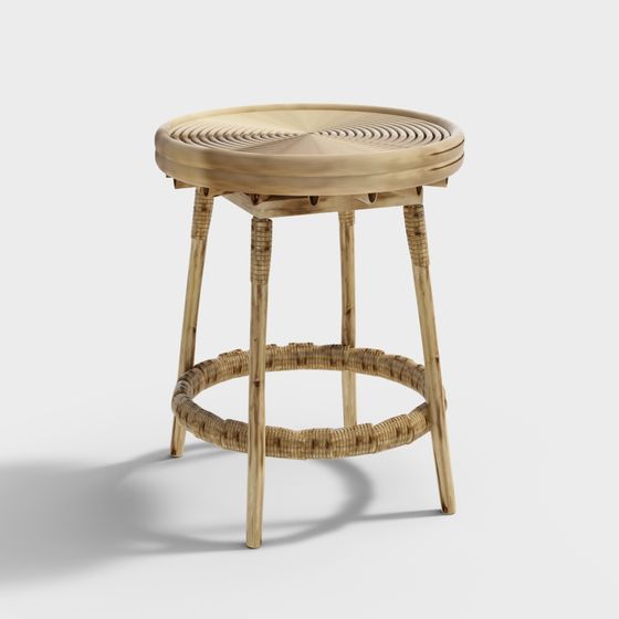 Tropical Inspired Rattan Chair 3D model