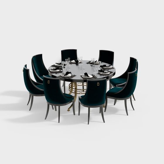 Elegant Dining Set 3D Model for Luxury Interiors