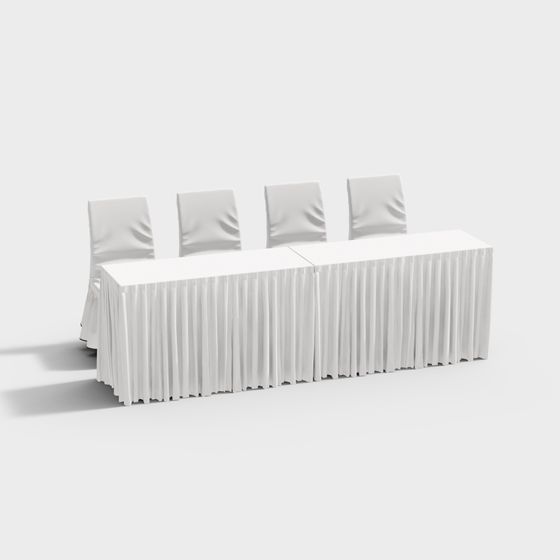 Modern Minimalist Conference Table and Chairs 3D model