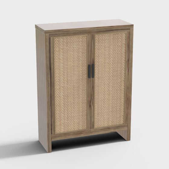 Minimalist Wooden Storage Cabinet 3D model