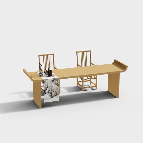 Zen Desk 3D Model - Modern Minimalist Design