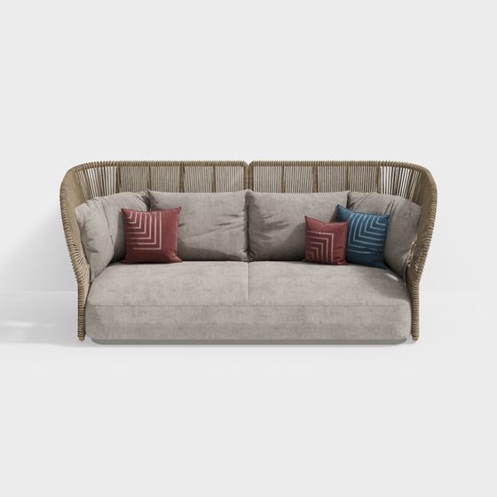 Stylish Low Polygon Sofa 3D model for Modern Interiors