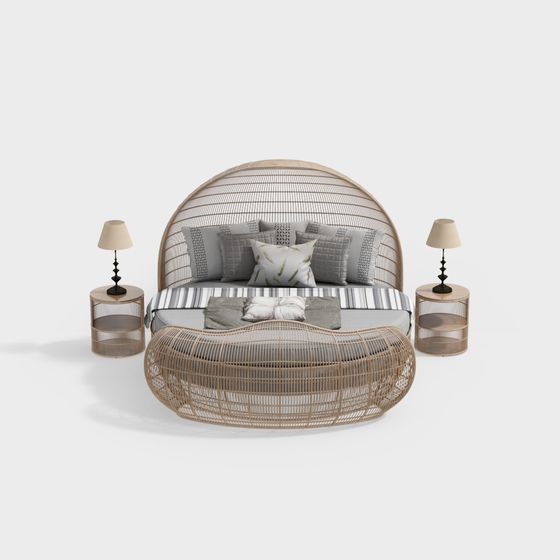 Southeast Asian vine round bed set